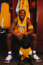 Kobe Poses with his favorite rescued pooch, Bjorn