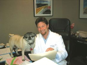 Steve Levine, MD is doctor by day, restaurateur by night with his loyal Pug, Maxine by his side