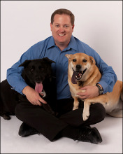 The Pawtographer and his two loving rescues, Sugar and Zoey. 