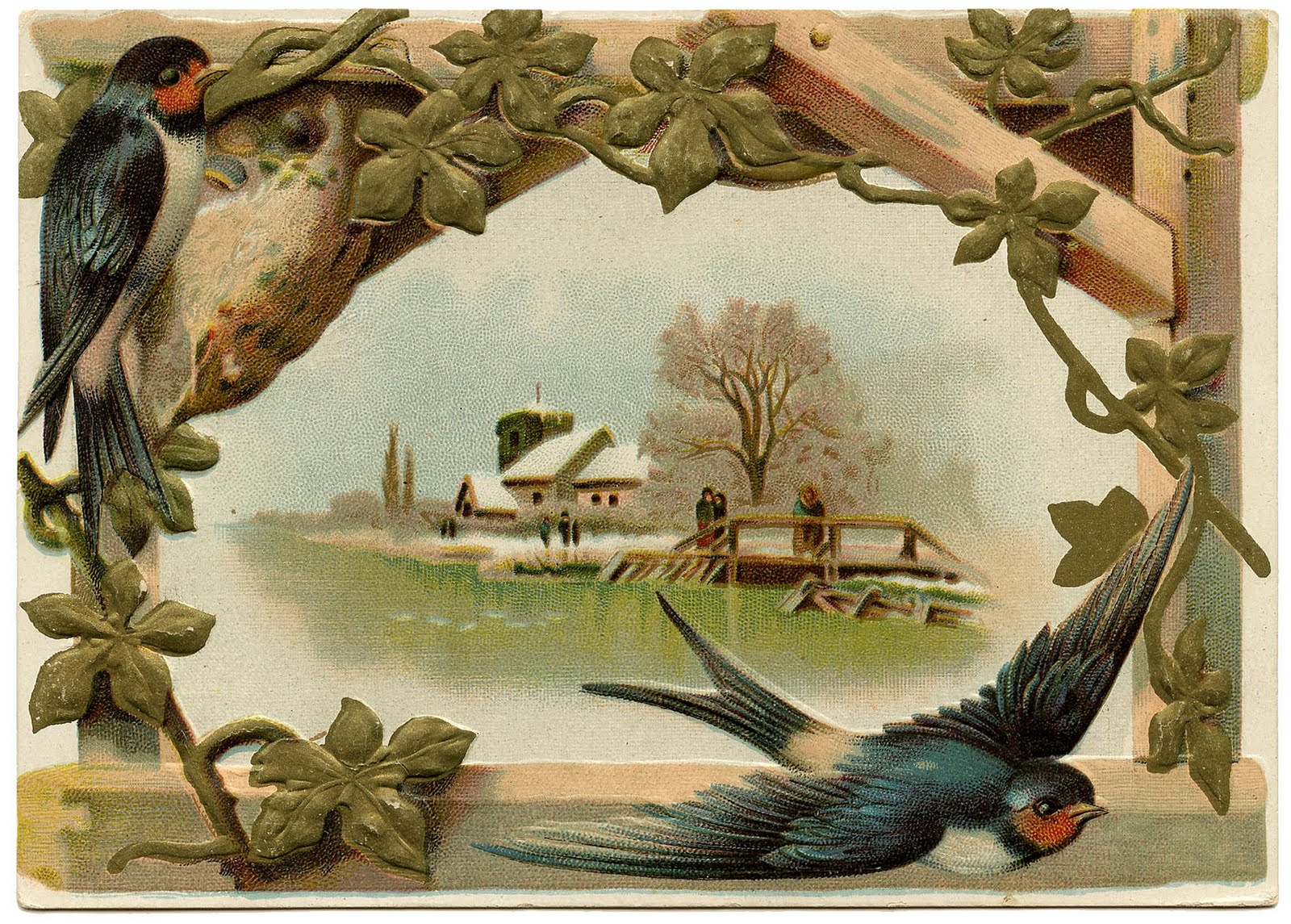 Доброе весеннее утро старинные открытки. Винтажные открытки. Ласточки живопись. Старинные открытки с птицами. Птички для декупажа.