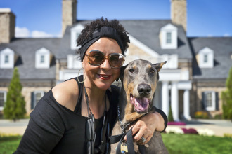 Pet Friendly Hotel! Sheila Johnson with Justice