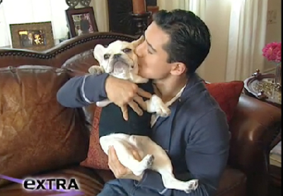 Mario Lopez kissing Dog Extra TV