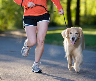 running with dog